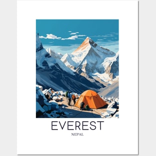 A Pop Art Travel Print of Mount Everest - Nepal Posters and Art